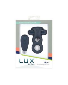 Lux Active Triad 4.5" Vibrating Dual Ring w/Remote - Dark Blue
