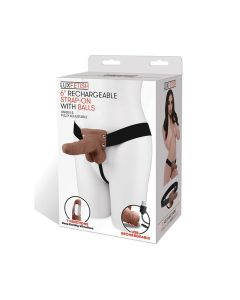Lux Fetish 6" Rechargeable Strap On w/Balls - Brown