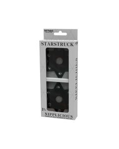 Nipplicious Starstruck  Leather Pasties w/Studs & Nipple Hole - Black