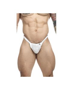 Male Basics Y Buns Thong White Sheer