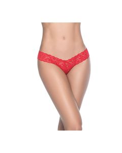 Patterned Lace Thong Red