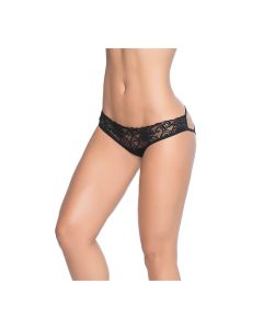 Lace Panty w/Back Cage Black
