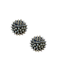 Neva Nude Burlesque Bowser Spike Pleather Reusable Silicone Pasties - Silver/Black O/S