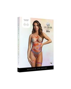 Shots Bliss Open Cup Strappy Teddy w/Jewelry Pasties Multi O/S