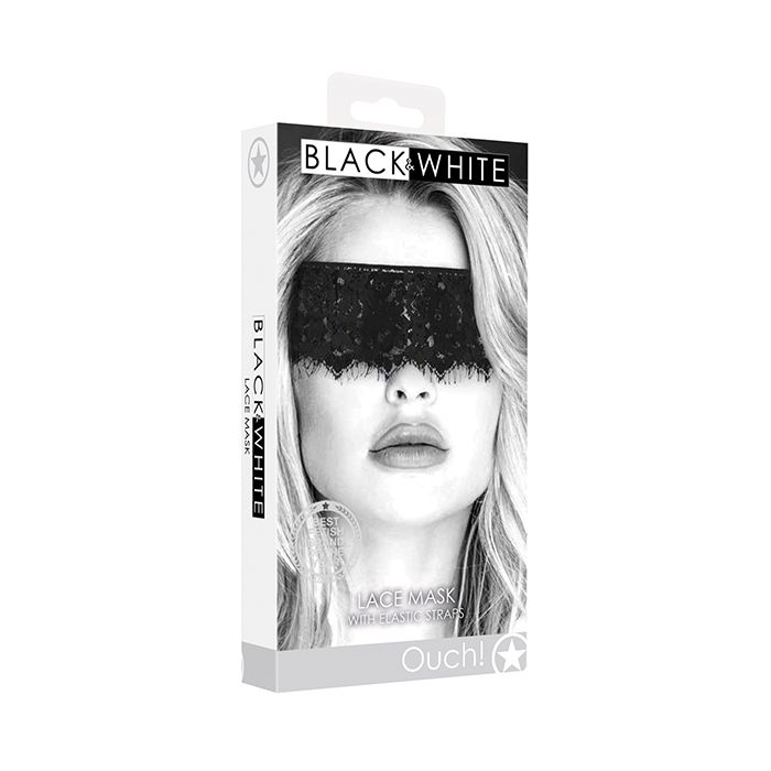 Shots Ouch & White Lace Mask w/Elastic Straps
