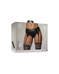 Shots Ouch Vibrating Strap On Thong w/Adjustable Garters