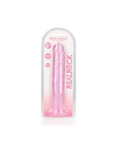 Shots RealRock Clear Straight Dildo w/Suction Cup - Pink