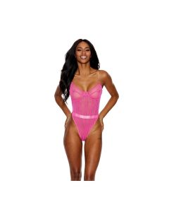 Mesh Underwire Teddy Hot Pink