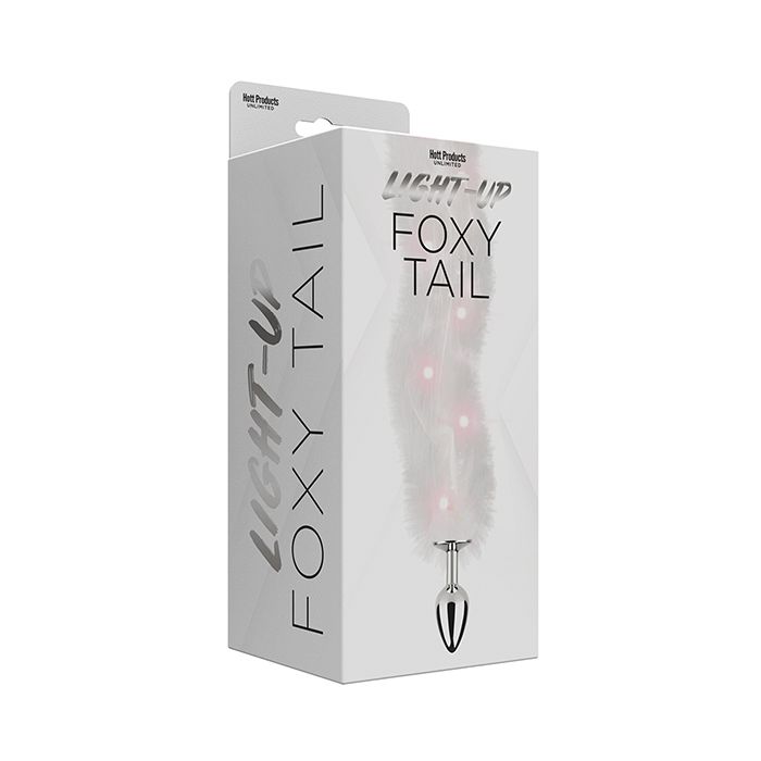 Foxy Tail Light Up Faux Fur Butt Plug - White