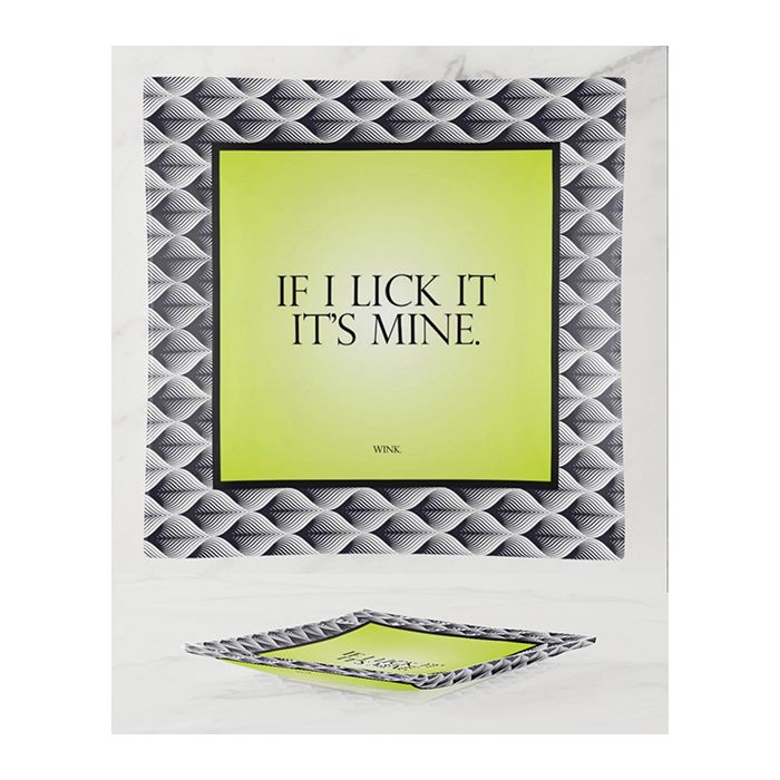 Warm Human If I Lick It It's Mine Glass Trinket Tray